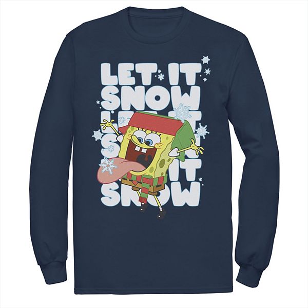 Men's Nickelodeon Spongebob Squarepants Let It Snow Let It Snow Let It Snow  Long Sleeve Graphic Tee