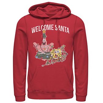 Men's Nickelodeon Spongebob Squarepants Patrick Star Welcome Santa Christmas Graphic Hoodie