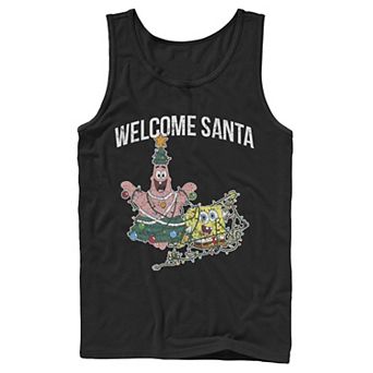 Men's Nickelodeon Spongebob Squarepants Patrick Star Welcome Santa Christmas Graphic Tank Top
