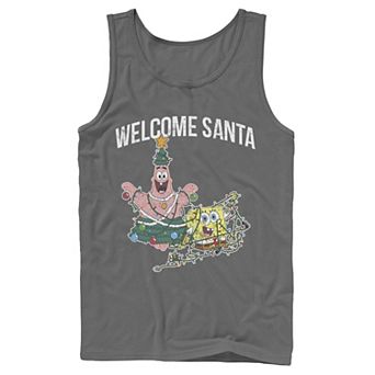 Men's Nickelodeon Spongebob Squarepants Patrick Star Welcome Santa Christmas Graphic Tank Top