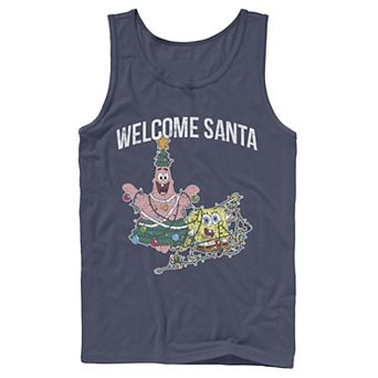 Men's Nickelodeon Spongebob Squarepants Patrick Star Welcome Santa Christmas Graphic Tank Top