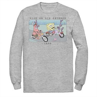 Men's Nickelodeon SpongeBob SquarePants Ride Or Die Friends 1999 Portrait Long Sleeve Graphic Tee