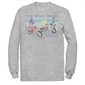 Men's Nickelodeon SpongeBob SquarePants Ride Or Die Friends 1999 Portrait Long Sleeve Graphic Tee