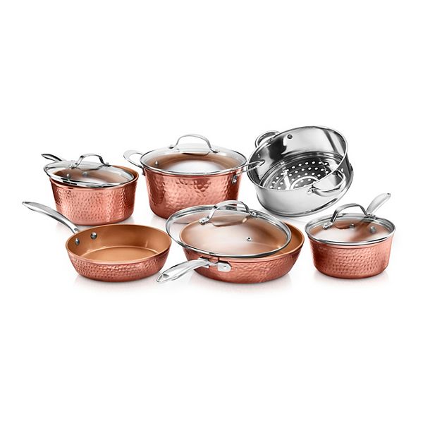 Gotham Steel Gotham Steel Copper Cast Textured 13.5-in Aluminum Cookware Set  with Lid in the Cooking Pans & Skillets department at