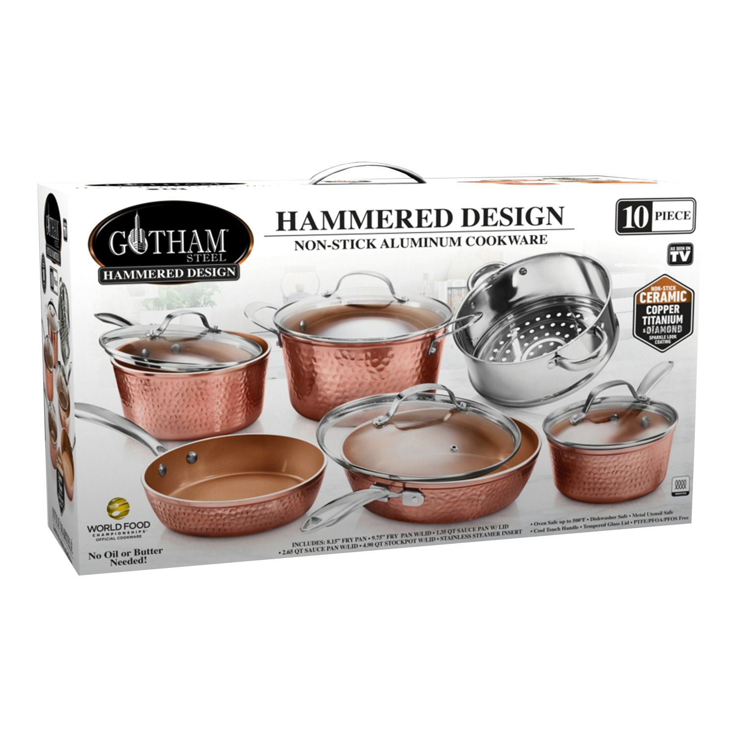 Gotham Steel Hammered Copper 10-pc. Cookware Set As Seen On TV