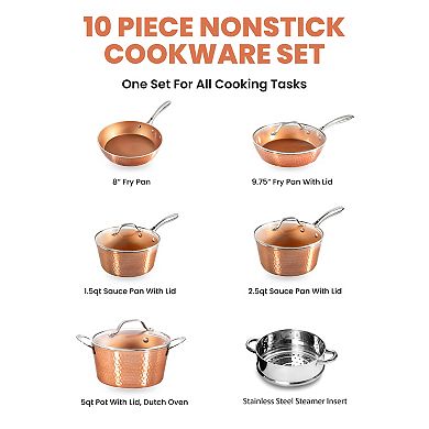 Gotham Steel Hammered Copper 10-pc. Cookware Set As Seen on TV