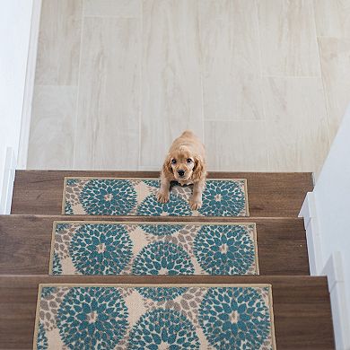 World Rug Gallery Blue and Paisley Design Stair Treads 