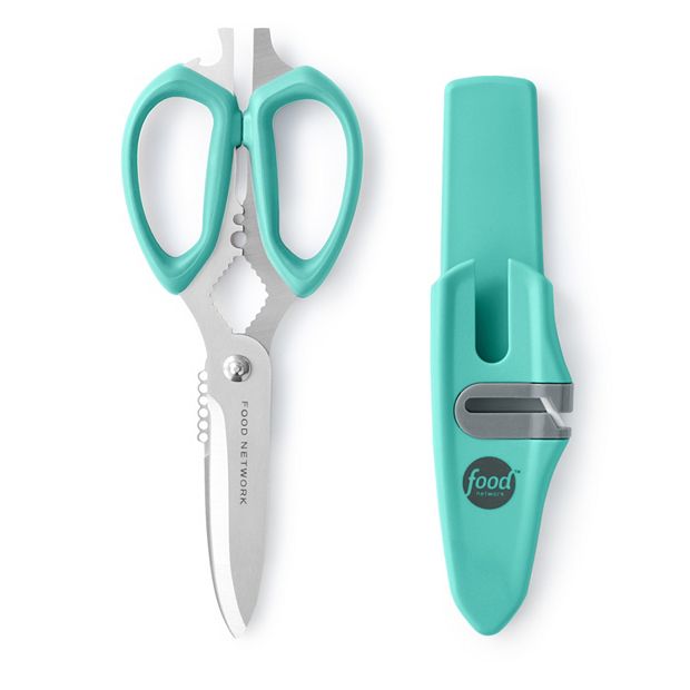 Food Network Multi-Purpose Shears with Sheath, Turquoise/Blue