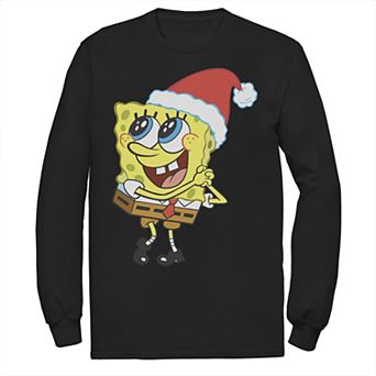 Men's Nickelodeon SpongeBob SquarePants Santa Hat Long Sleeve Tee