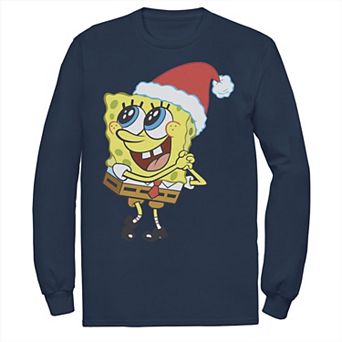 Men's Nickelodeon SpongeBob SquarePants Santa Hat Long Sleeve Tee