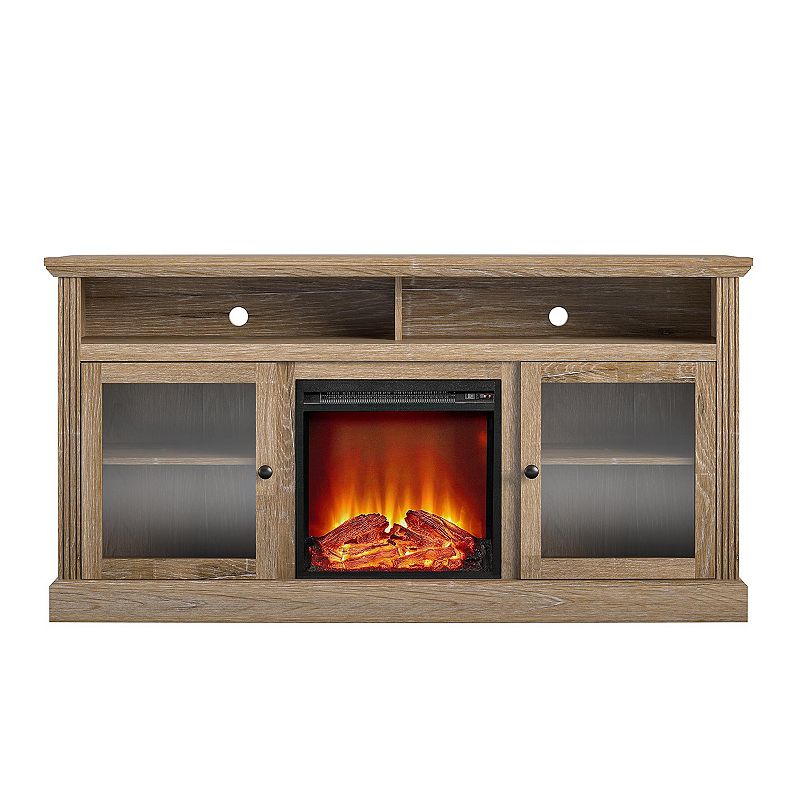 Ameriwood Home Chicago Fireplace TV Stand, Beig/Green