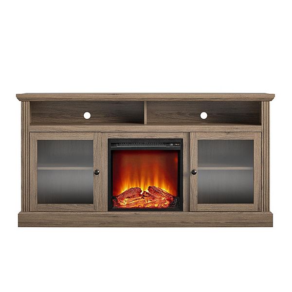 Black Ameriwood Home Chicago Electric Fireplace TV Console for TVs up to a 50 with Freebies