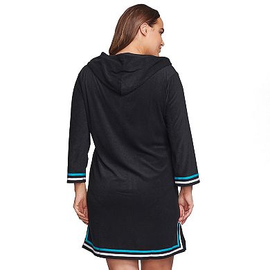 Plus Size Mazu Swim Black Hooded Terry Cloth Cover-Up