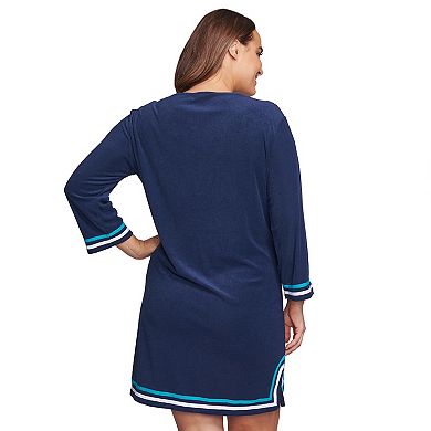 Plus Size Mazu Swim Nacy Blue Terry Cloth Cover-Up