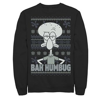 Men's Nickelodeon SpongeBob SquarePants Squidward Bah Humbug Ugly Christmas Graphic Fleece Pullover