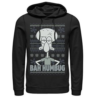 Men's Nickelodeon SpongeBob SquarePants Squidward Bah Humbug Ugly Christmas Graphic Hoodie