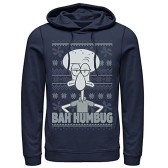 Men's Nickelodeon SpongeBob SquarePants Squidward Bah Humbug Ugly Christmas Graphic Hoodie