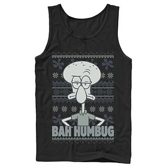 Men's Nickelodeon SpongeBob SquarePants Squidward Bah Humbug Ugly Christmas Graphic Tank Top
