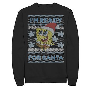 Men's Nickelodeon SpongeBob SquarePants I'm Ready For Santa Ugly Christmas Graphic Fleece Pullover