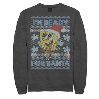 Men's Nickelodeon SpongeBob SquarePants I'm Ready For Santa Ugly Christmas Graphic Fleece Pullover