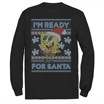 Men's Nickelodeon SpongeBob SquarePants I'm Ready For Santa Ugly Christmas Long Sleeve Graphic Tee