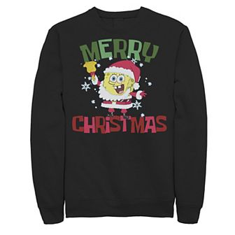 Men's Nickelodeon Spongebob Squarepants Santa Outfit Merry Christmas Graphic Fleece Pullover