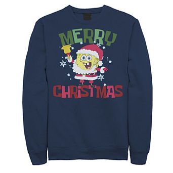 Men's Nickelodeon Spongebob Squarepants Santa Outfit Merry Christmas Graphic Fleece Pullover