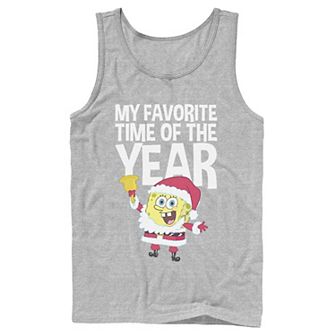 Men's Nickelodeon Spongebob Squarepants Santa Christmas Favorite Time Graphic Tank Top