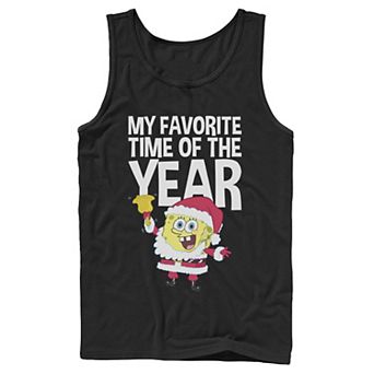 Men's Nickelodeon Spongebob Squarepants Santa Christmas Favorite Time Graphic Tank Top