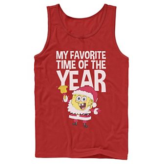 Men's Nickelodeon Spongebob Squarepants Santa Christmas Favorite Time Graphic Tank Top