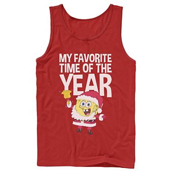 Men's Nickelodeon Spongebob Squarepants Santa Christmas Favorite Time Graphic Tank Top
