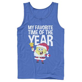 Men's Nickelodeon Spongebob Squarepants Santa Christmas Favorite Time Graphic Tank Top