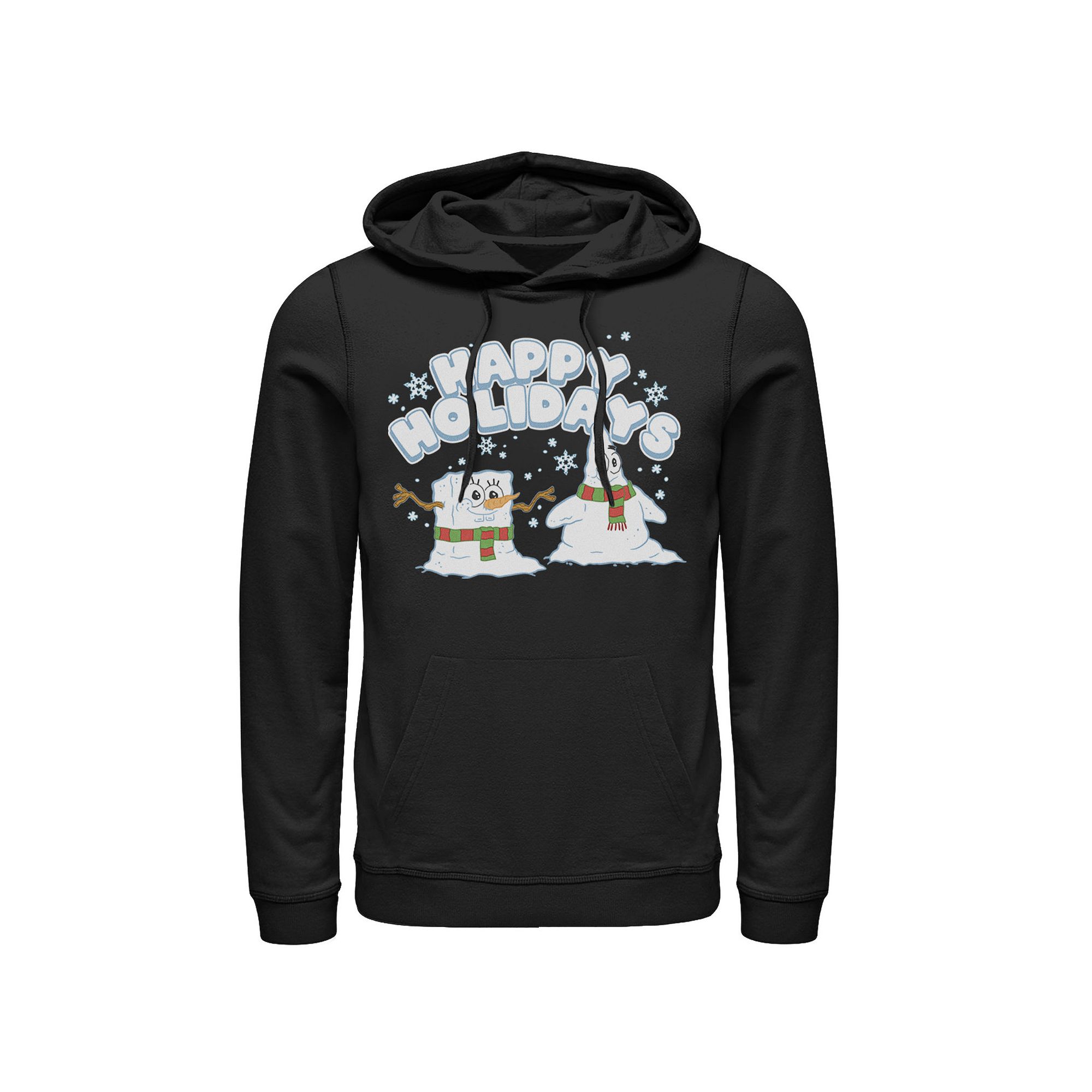 Mens Nickelodeon SpongeBob SquarePants Snowmen Happy Holidays Hoodie, Size