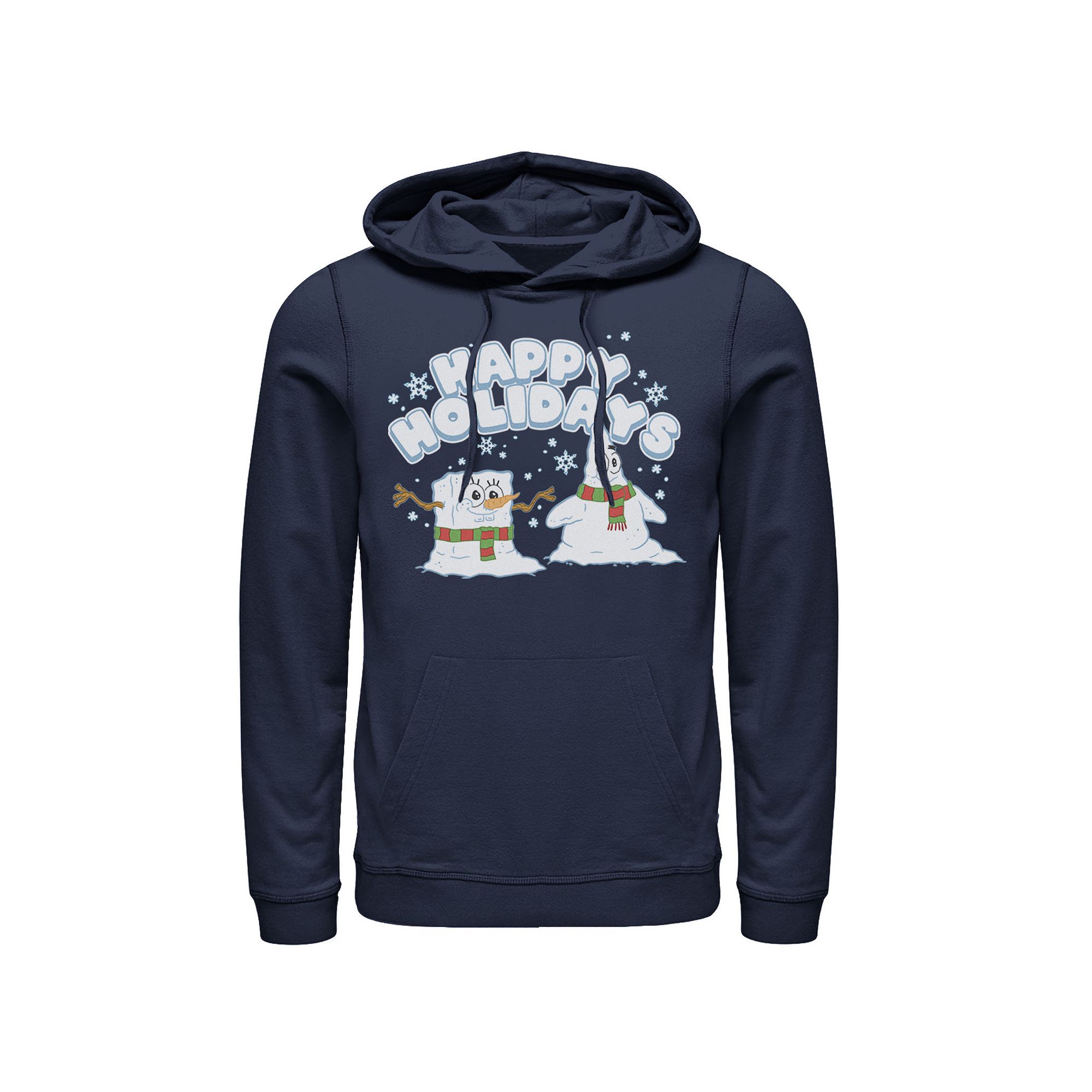 Mens Nickelodeon SpongeBob SquarePants Snowmen Happy Holidays Hoodie, Size