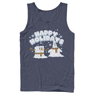 Men's Nickelodeon SpongeBob SquarePants Snowmen Happy Holidays Tank Top