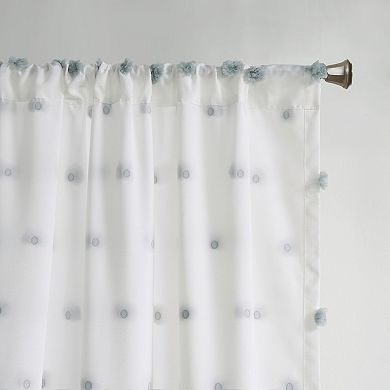 Intelligent Design Lauren Pom Pom Embellished Light Filtering Window Curtain