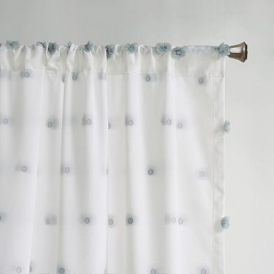 Intelligent Design Lauren Pom Pom Embellished Light Filtering Window Curtain