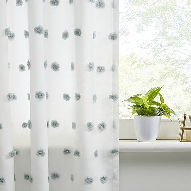 Intelligent Design Lauren Pom Pom Embellished Light Filtering Window Curtain