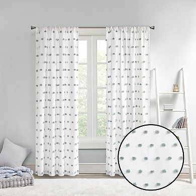 Intelligent Design Lauren Pom Pom Embellished Light Filtering Window Curtain