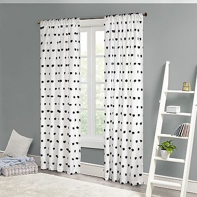 Intelligent Design Lauren Pom Pom Embellished Light Filtering Window Curtain