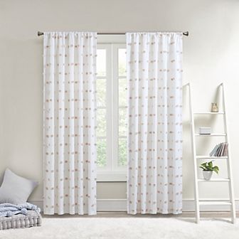 Intelligent Design Lauren Pom Pom Embellished Light Filtering Rod Pocket 1 Window Curtain Panel