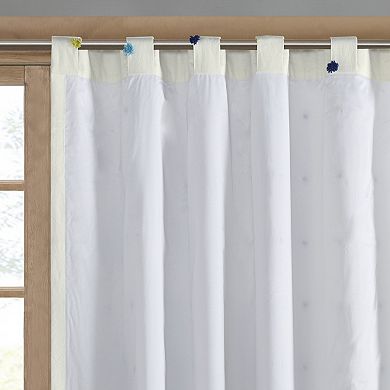 Intelligent Design Ensley Cotton Jacquard Pom Pom Room Darkening Window Curtain