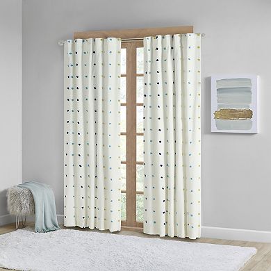 Intelligent Design Ensley Cotton Jacquard Pom Pom Room Darkening Window Curtain