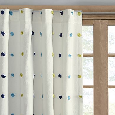 Intelligent Design Ensley Cotton Jacquard Pom Pom Room Darkening Window Curtain
