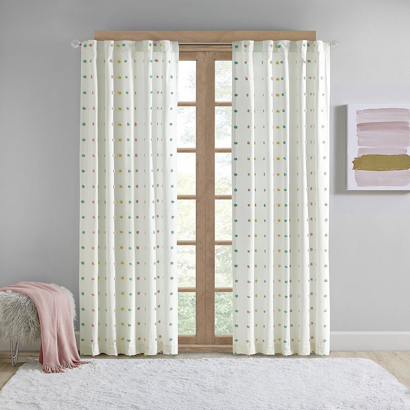Intelligent Design Ensley Cotton Jacquard Pom Pom Room Darkening Window Cur