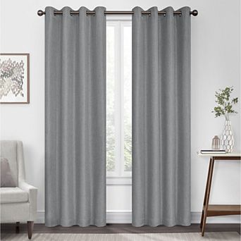 eclipse Kira Herringbone Absolute Zero 100% Blackout 1-Panel Window Curtain