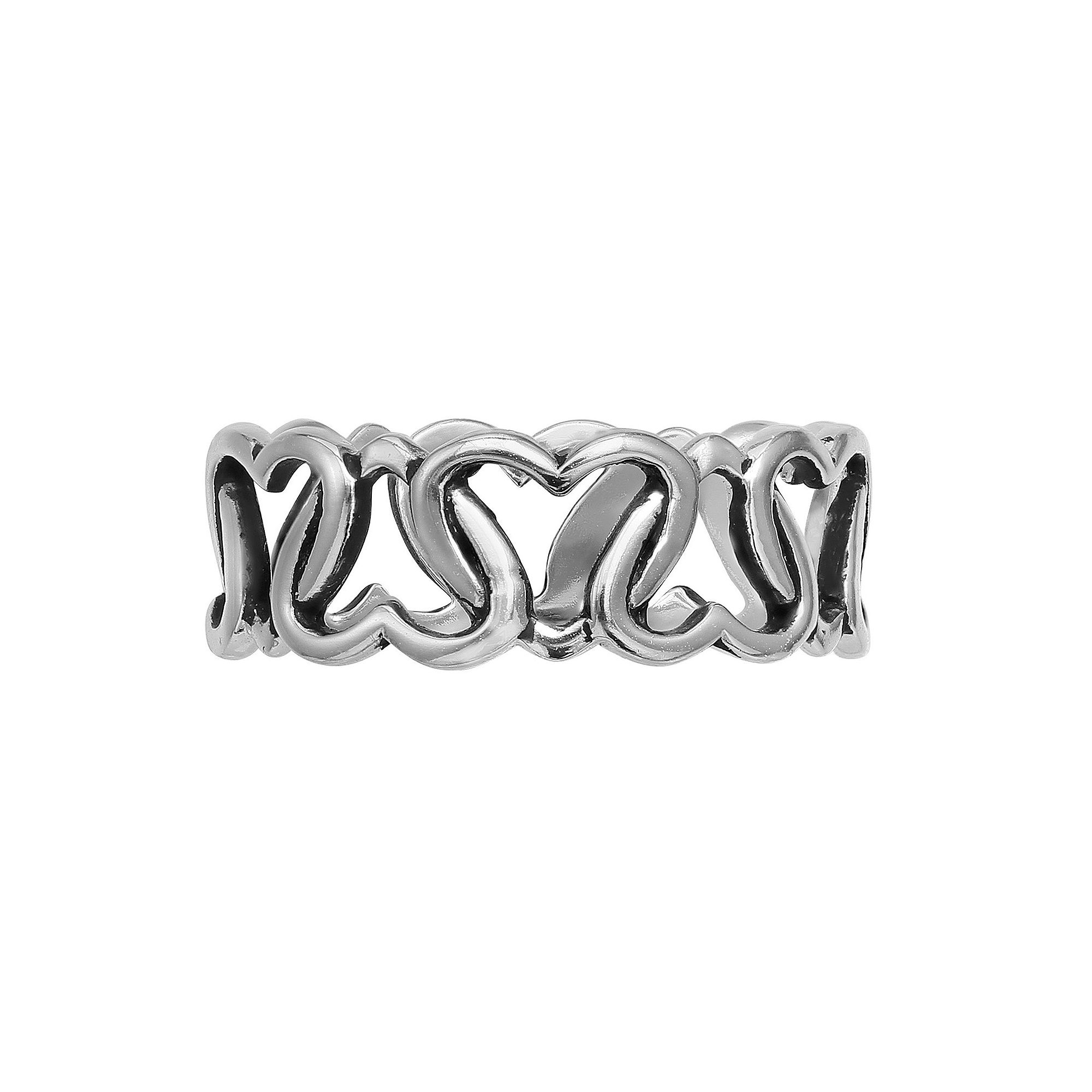 PRIMROSE Sterling Silver Interlocking Heart Ring, Womens, Size: 8