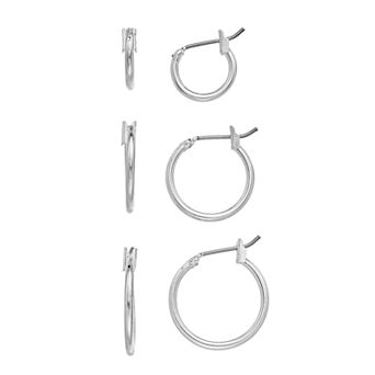 Nine West Silver Tone Hoop Earring Set