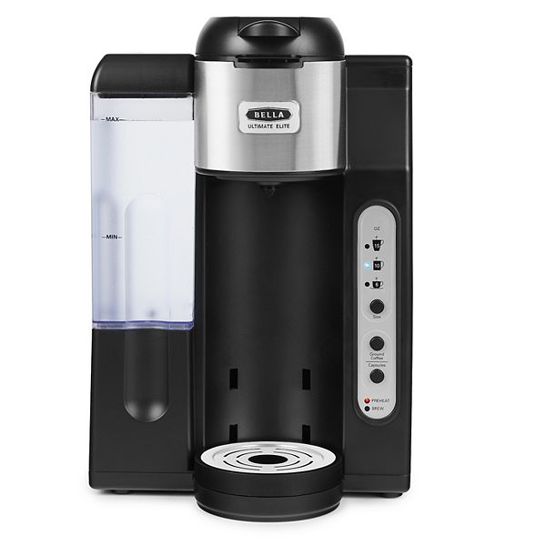  BELLA Single Serve Coffee Maker, Dual Brew, K-cup Compatible -  Ground Coffee Brewer with Removable Water Tank & Adjustable Drip Tray,  Perfect for Travel Mug: Home & Kitchen