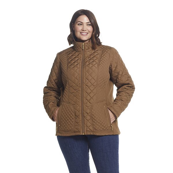 Plus Size Weathercast Quilted Moto Jacket